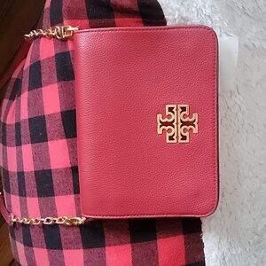 Tory Burch Red, Crossbody Bag with Gold Accents